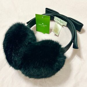 Kate Spade Black Fur Earmuffs with Bow